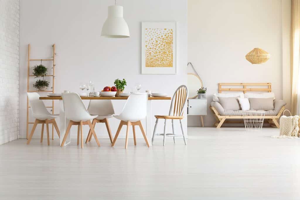 Minimalistic dining area with chairs